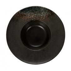Тарелка для пасты «Corone Rustico» 252 мм черная с зеленым