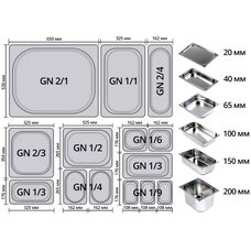 Гастроёмкость 823-4 GN 2/3 (354х325х100 мм) нерж. сталь Viatto